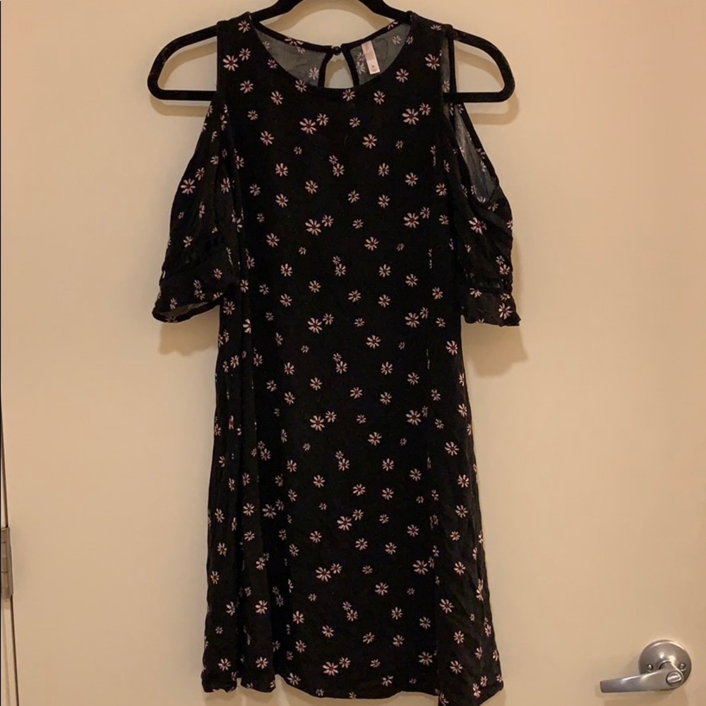 Black cold shoulder dress